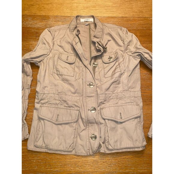 Loft Womens Beige Military Style Utility Jacket Size MP - Picture 1 of 5